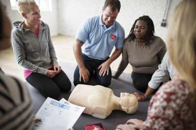 CPR first aid training concept